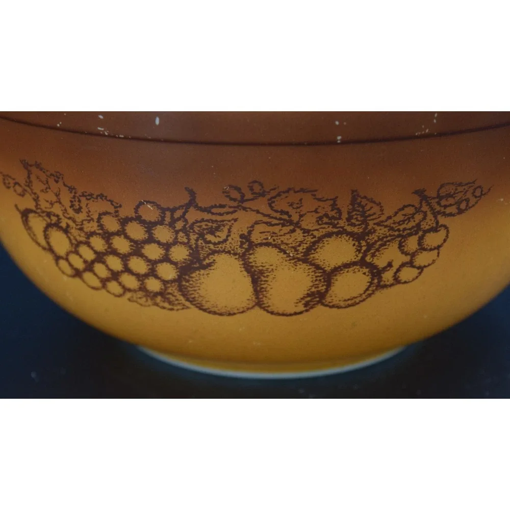 Pyrex Autumn Harvest Mixing Bowl 403 2.5 Qt Orange Brown Wheat Fruit Vintage